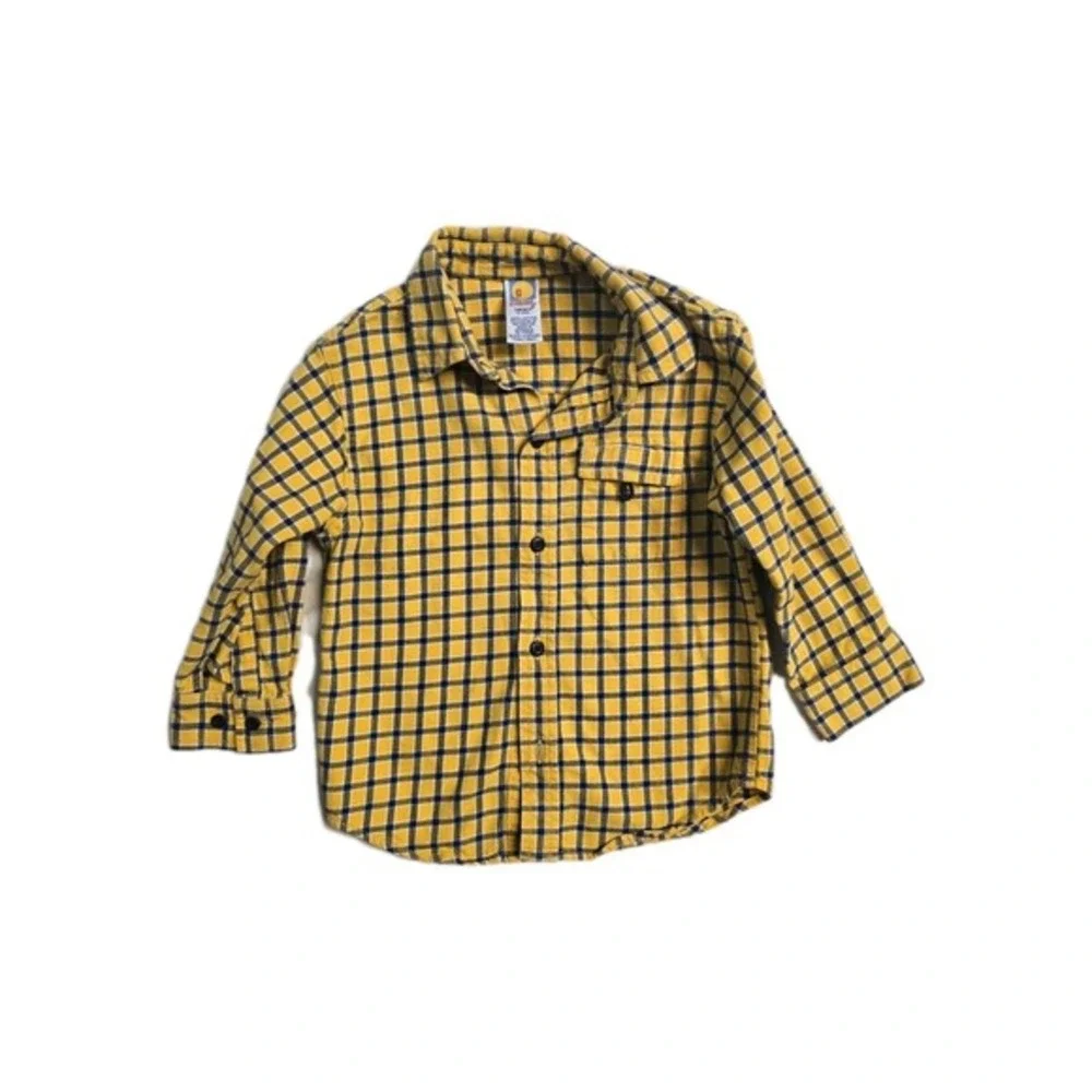 Vintage Gymboree Boys Button‎ Up Shirt Yellow Plaid  3 Years  2001